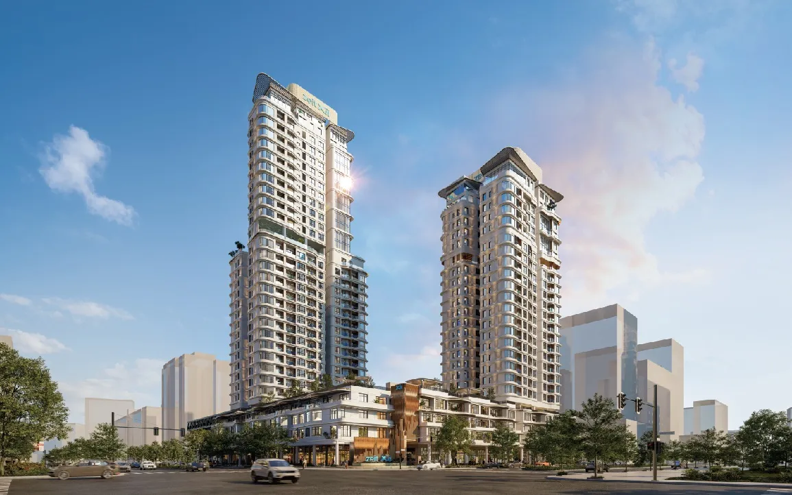 Tổng thể 2 tháp Suro Collection Saigon mặt tiền đường Nguyễn Cơ Thạch