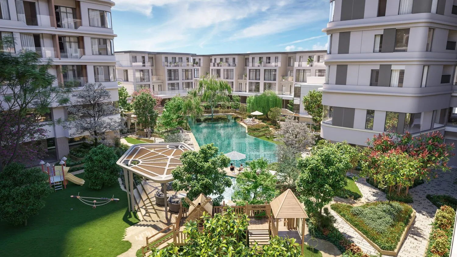 Hồ bơi và sân vườn nội khu Suro Collection Saigon