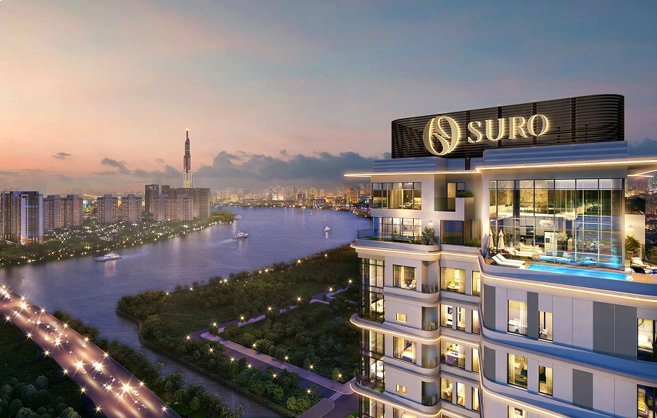 Sân thượng tháp Suro Collection Saigon nhìn ra sông Sài Gòn