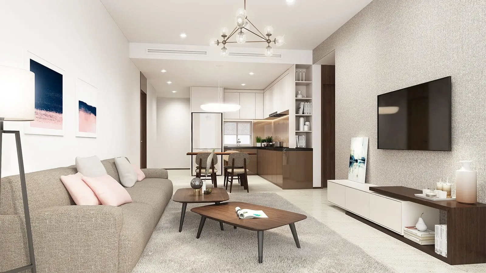 Phòng khách và bếp căn hộ Suro Collection Saigon